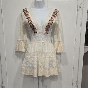 NWT FREE PEOPLE ONE ANTIQUITY EMBROIDERY MINI DRESS.. SIZE 0.  #7764